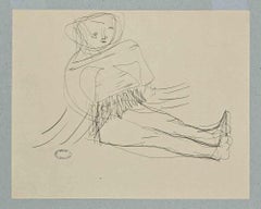Child Doll - Original Drawing by Lucien Coutaud - Mid 20th century
