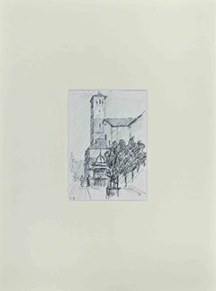 Rural Landscape - Drawing by Lucien Coutaud - Mid 20th century