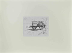 Vintage Chariot - Original Drawing by Lucien Coutaud - Mid 20th century