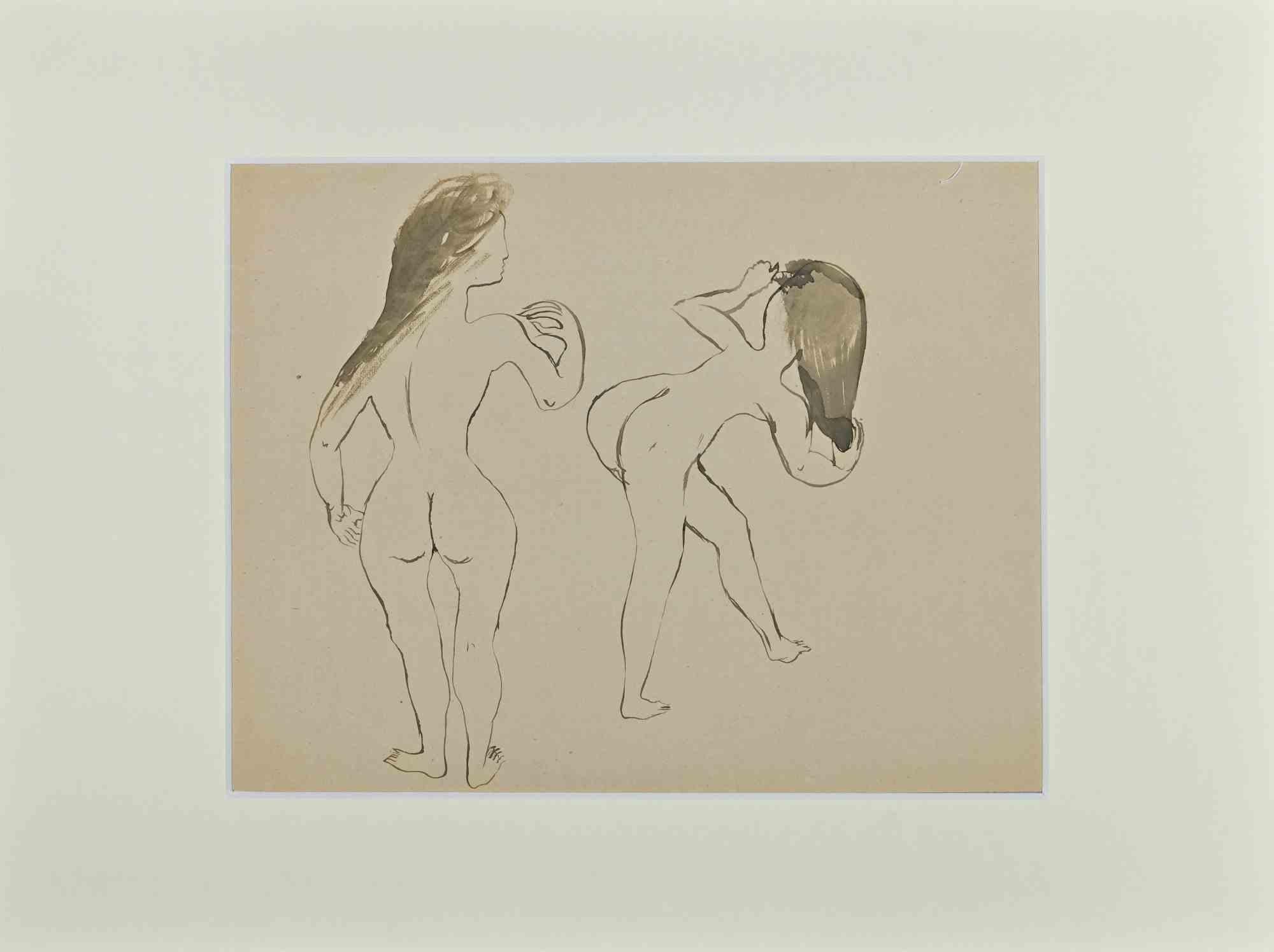Frauen – Originalzeichnung von Lucien Coutaud – Mitte des 20. Jahrhunderts im Angebot 1