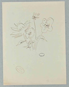 Flowers - Original Drawing by Lucien Coutaud - Mid 20th century