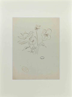 Fiori - Disegno originale di Lucien Coutaud - Metà del XX secolo