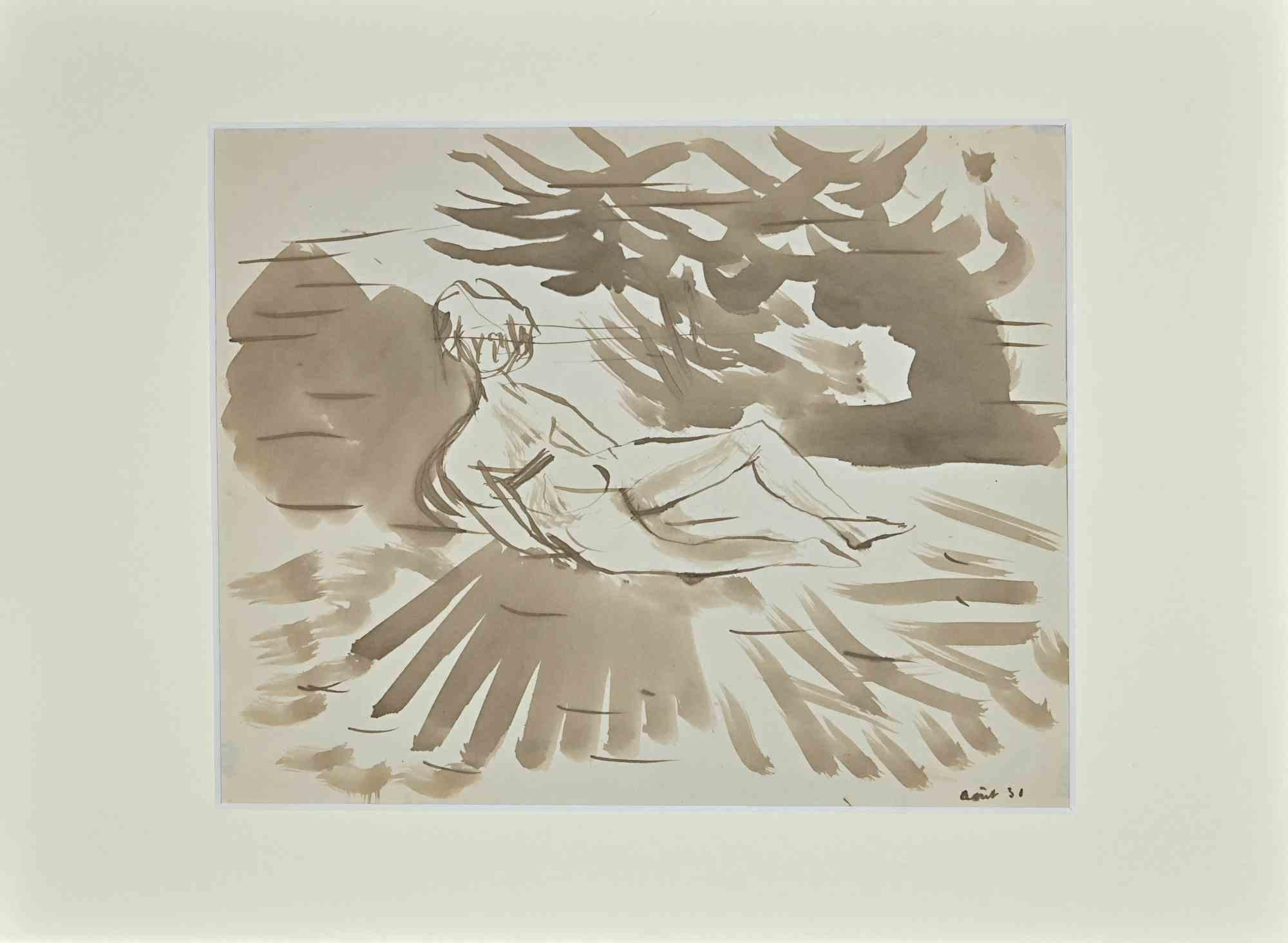 Woman is an Original drawing in watercolor realized by Lucien Coutaud in 1931.

Hand-signed on the lower by the artist.

Good conditions.

The delicate and dynamic strokes created in a harmonious manner.