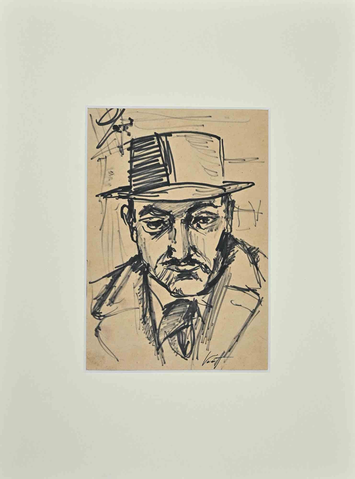 Portrait is an original pen drawing realized by Georges Vernotte.

Good condition on yellowed paper.

Hand-signed by the artist on the lower right corner.