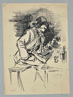 Portrait - Original Drawing in China ink by Georges Gobo - 1903