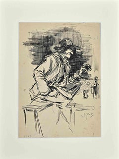 Ritratto - Disegno originale a inchiostro di China di Georges Gobo - 1903