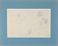 Zahlen -  Original-Bleistiftzeichnung von Eugène Giraud - Ende des 19. Jahrhunderts