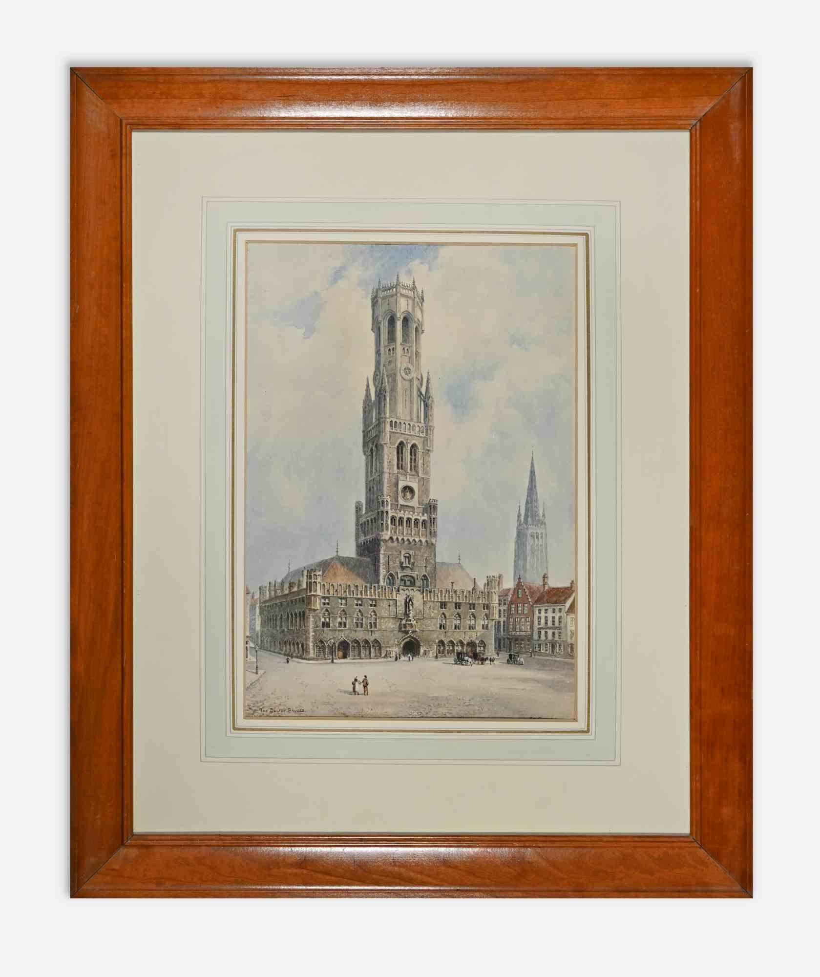 View of Belfry Bruges is an original modern artwork realized by Albert Henry Findley (1880-1975) in the early 20th Century.

Mixed colored watercolor on paper.

Titled on the lower left margin.

Includes wooden frame: 68.5 x 56 cm

Albert H. Findley