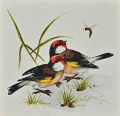 Vintage Birds - Original Watercolor - 1970s