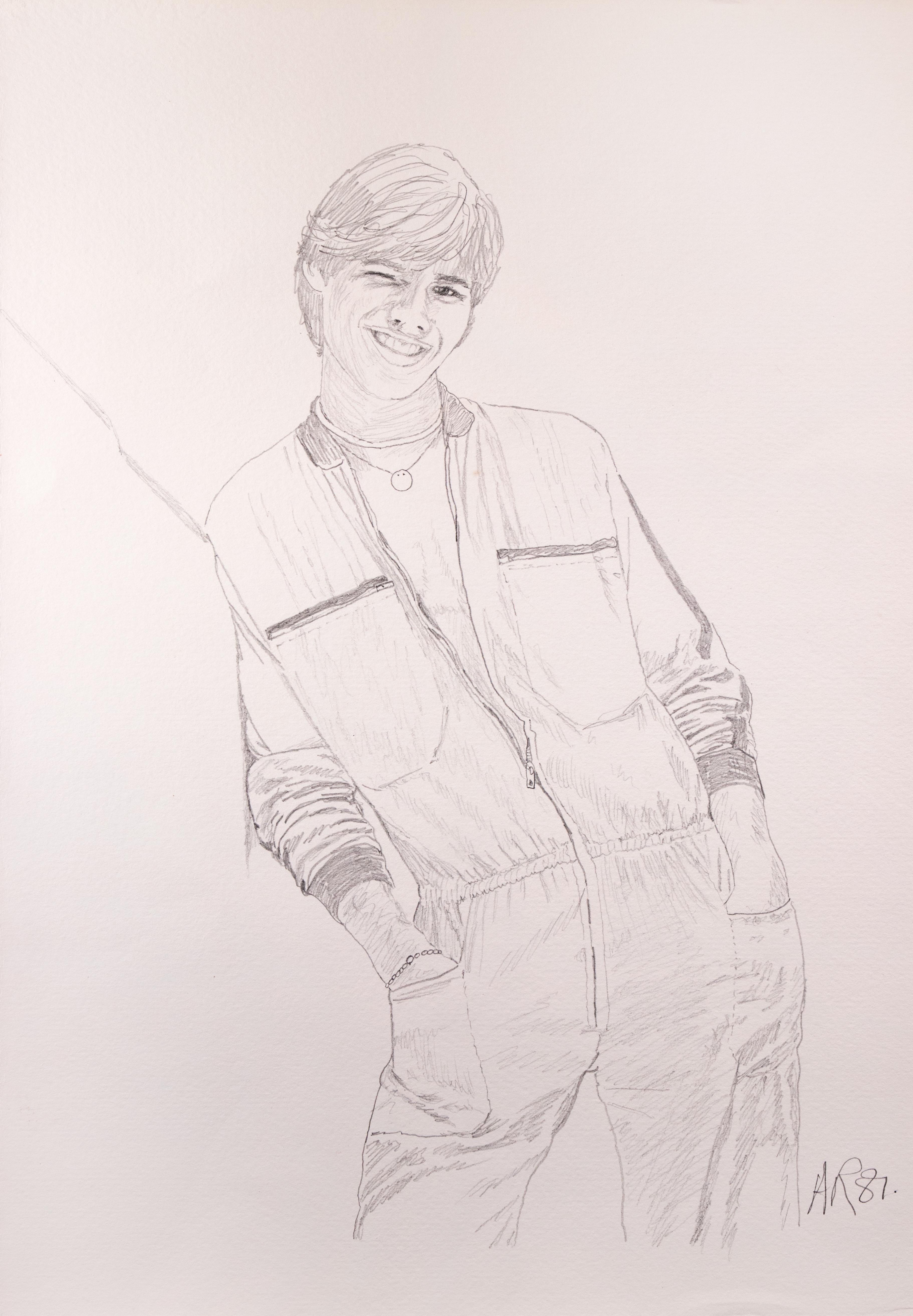 Portrait of a Boy - Original Drawing by Anthony Roaland - 1981