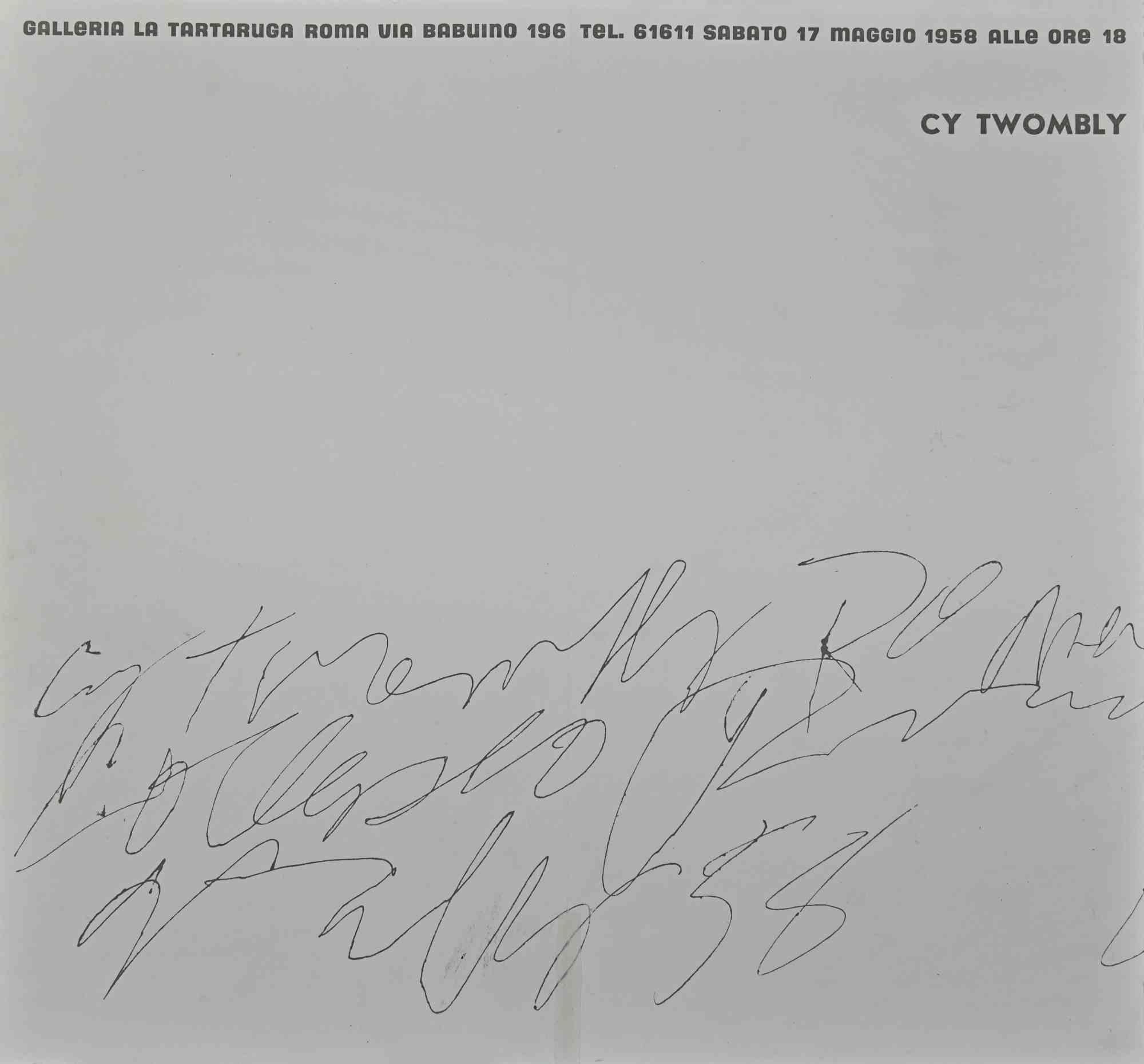 Cy Twombly Ausstellungsprospekt - Galleria La Tartaruga 1958  ist eine sehr seltene und wertvolle Ausstellungsbroschüre von Cy Twombly.

Elfenbeinfarbener Karton.

Einladung zur Ausstellung amerikanischer Künstler in der Galerie La Tartaruga in Rom
