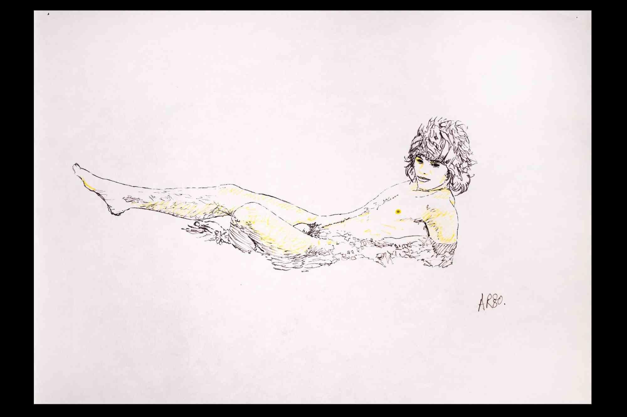 drawing of person lying down