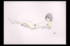 Vintage Man Lying Down - Drawing by Anthony Roaland - 1980