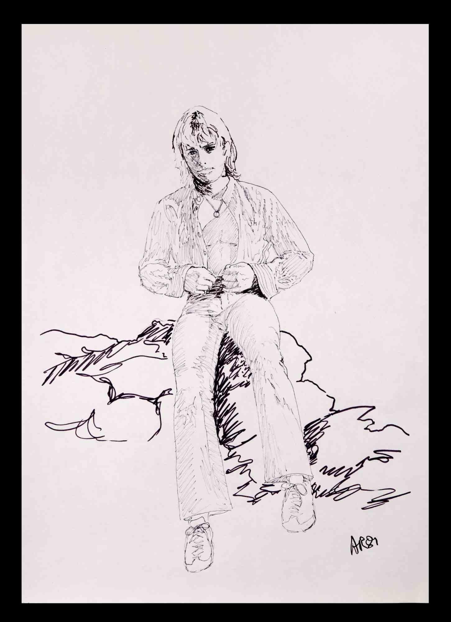 Portrait of a boy  is an original drawing on pencil and pen realized by Anthony Roaland in 1981. Hand-signed and dated by the artist on the lower right margin. 

In the foreground the boy is depicted with a mysterious and intriguing face.

Good