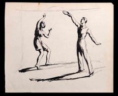 Playing - Drawing in China ink By Norbert Meyre - Early 20th Century