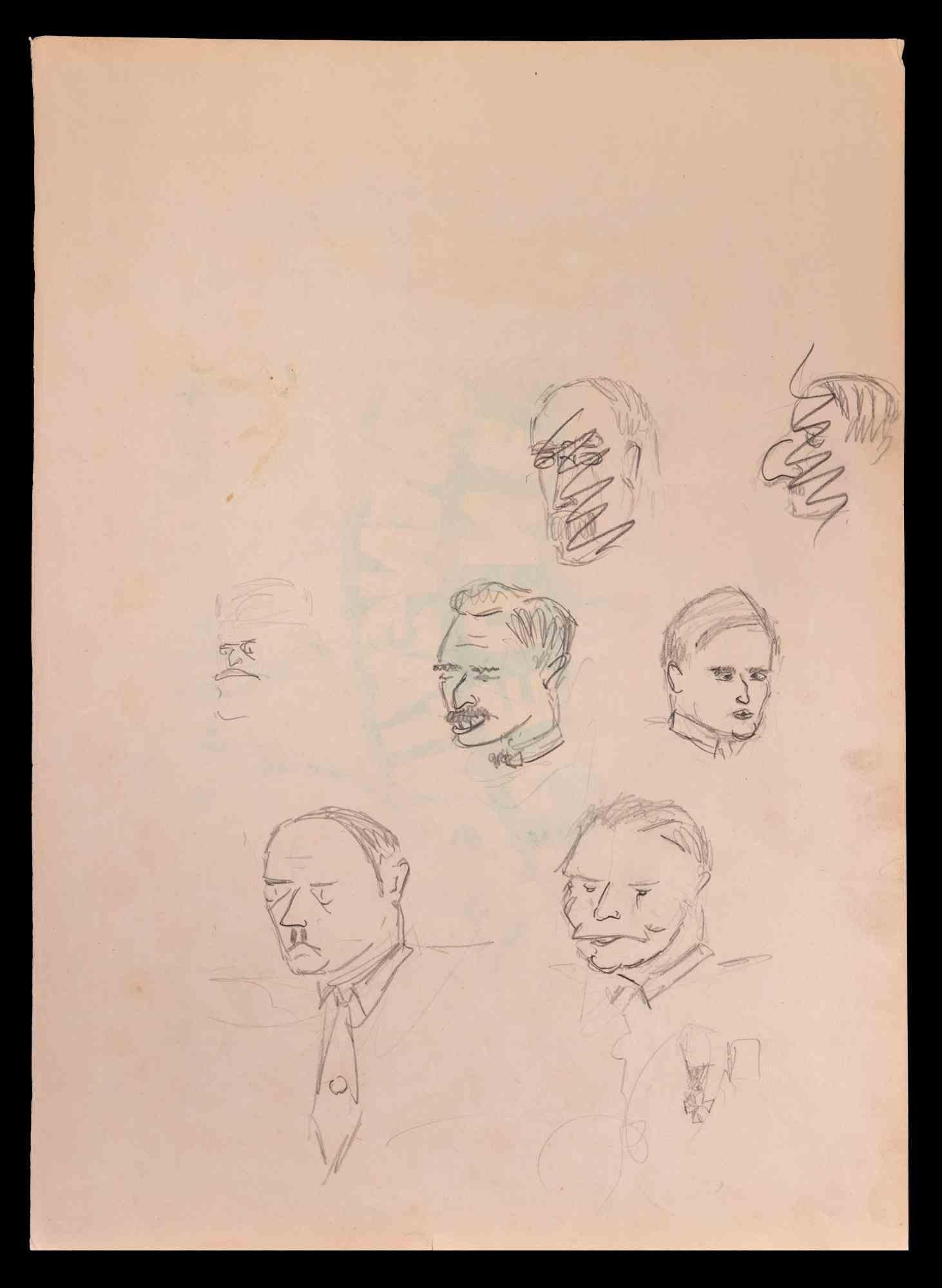Portraits - Drawing in China ink By Norbert Meyre - Early 20th Century For Sale 1