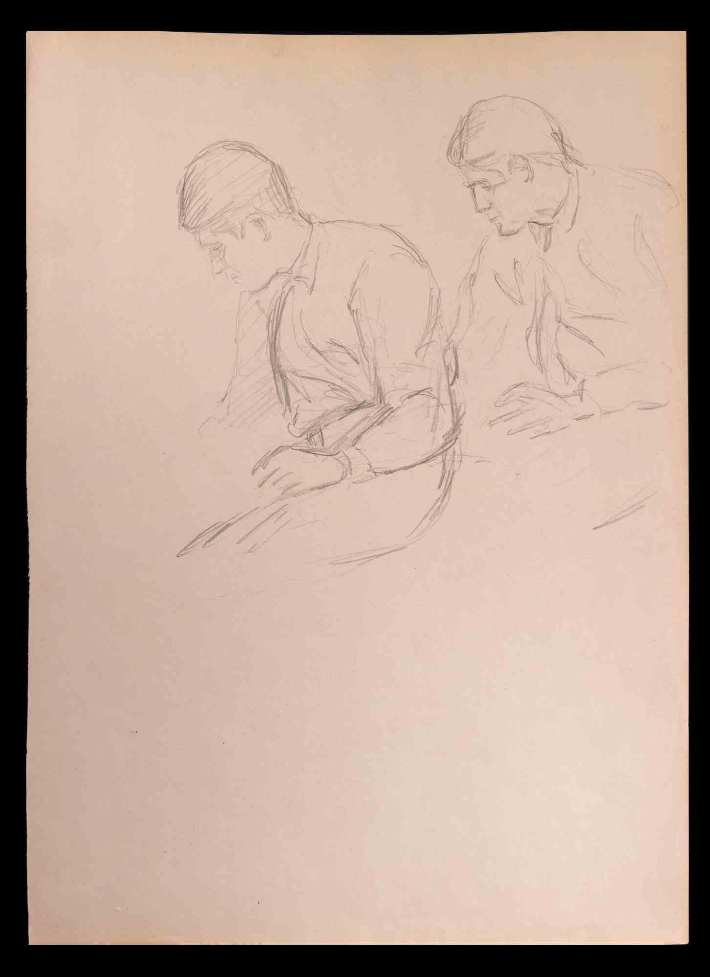 Figures - Drawing in Pencil - Early 20th Century