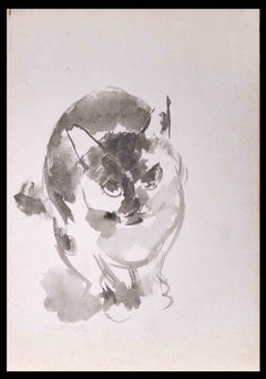 Lovely Cat - Original Watercolour by Giselle Halff - 1960s