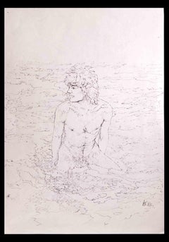 The Boy at the Sea - Original Drawing by Anthony Roaland - 1980