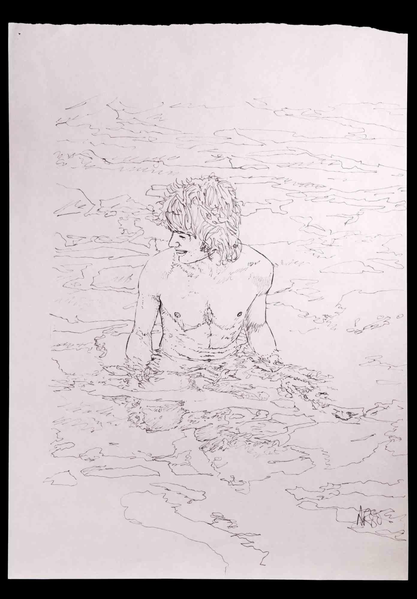 Il ragazzo al mare è un disegno a matita  realizzato da Anthony Roaland nel 1980. Firmato e datato a mano dall'artista sul margine inferiore destro. 

L'opera d'arte rappresenta una fresca e bella figura maschile nuda.

Buone condizioni.
