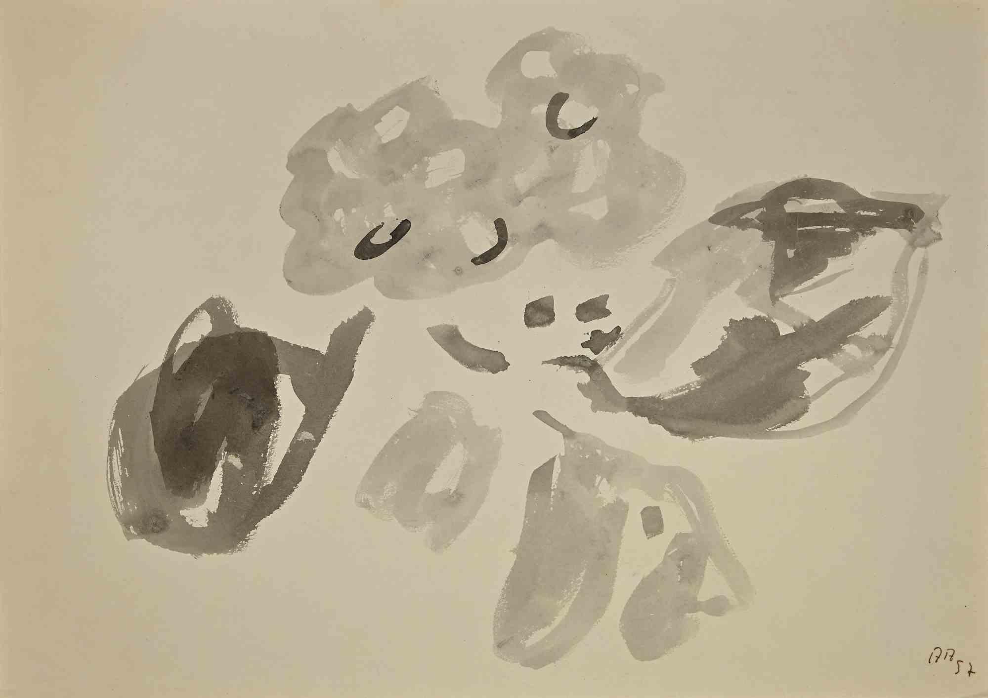 Abstract Composition - Watercolor on paper - 1957