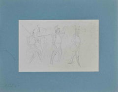 Soldiers - Original Drawing in Pencil by Victor Adam - 1850s