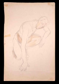 Warm-up - Drawing in Pencil By Norbert Meyre - Early 20th Century