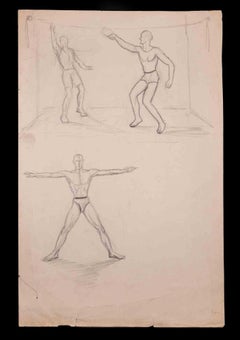 Antique Exercises - Drawing in Pencil By Norbert Meyre - Early 20th Century