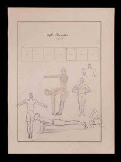 Antique Exercise - Drawing in Pencil By Norbert Meyre - Early 20th Century