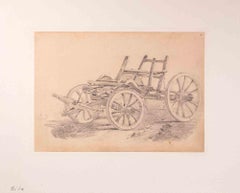 Reisewagen – Originalzeichnung von Alexandre Bida – Mitte des 19. Jahrhunderts