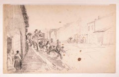 Carrozza - Disegno originale di Edouard Dufeu - Fine del XIX secolo