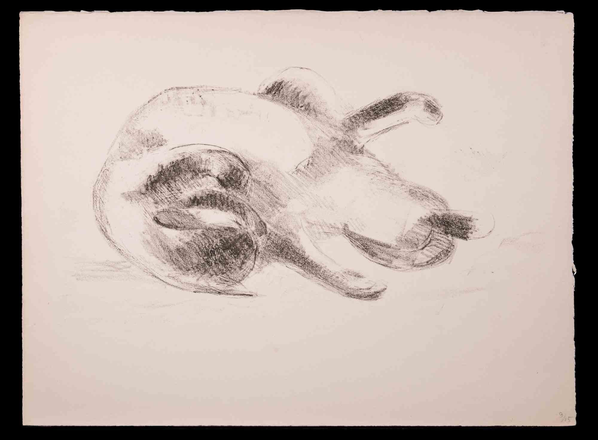 Cat -  Original Drawing by Giselle Halff - Mid 20th Century