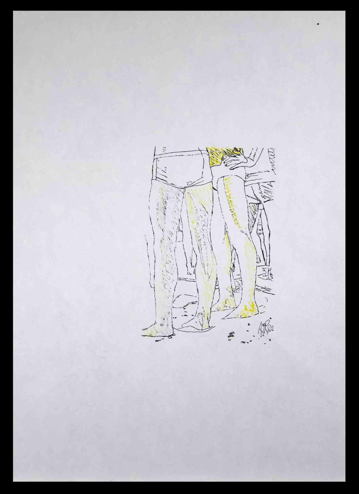 Le Men est un dessin original au stylo  réalisé par Anthony Roaland en 1980. Signé et daté par l'artiste dans la marge inférieure droite. 

L'artiste dépeint le détail des jambes d'un groupe d'hommes. 

Bonnes conditions.

