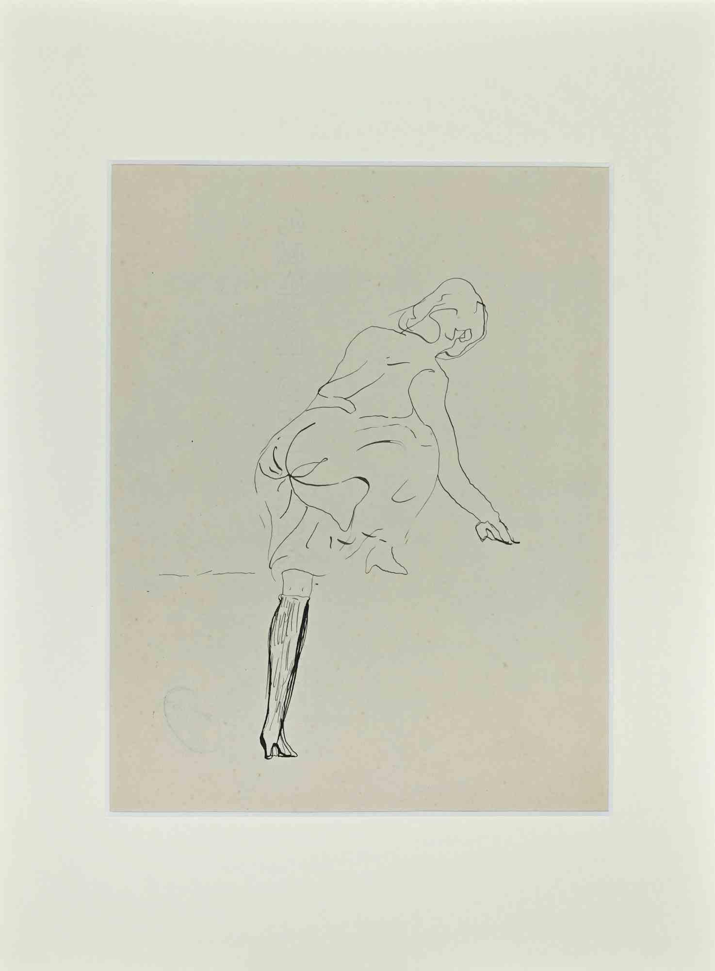 Posing Woman - Original Drawing by Lucien Coutaud - 1930s