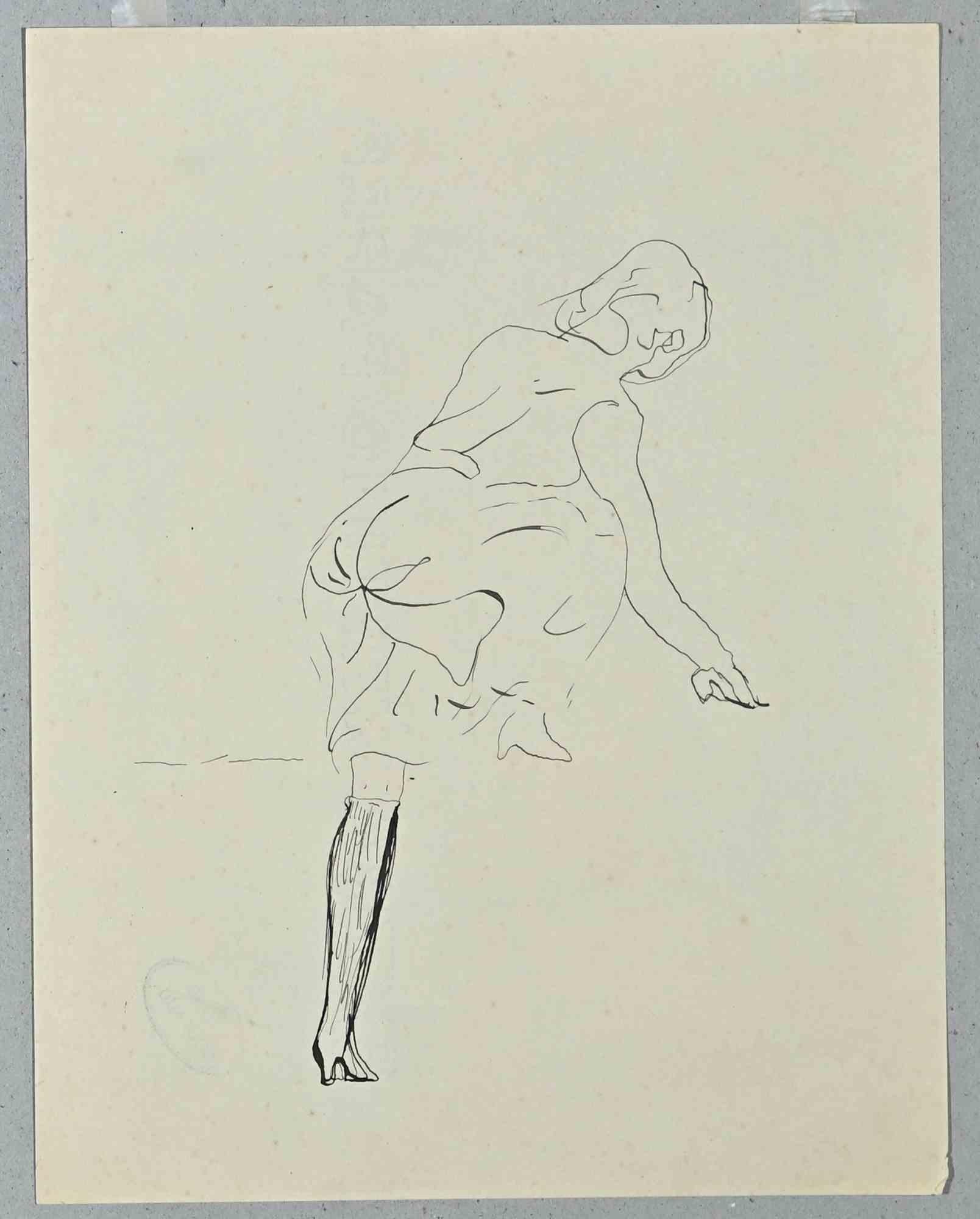 Posing Woman - Originalzeichnung von Lucien Coutaud - 1930er Jahre im Angebot 1