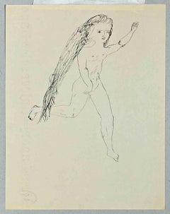 Nude Girl  - Original Drawing by Lucien Coutaud - 1930s