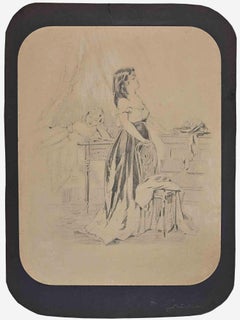 Petites femmes - dessin original d'Alfred Grevin - fin du XIXe siècle