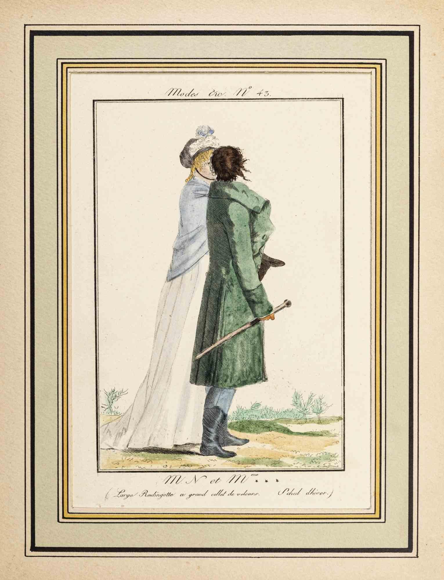 M N et Mme .... -  Etching by Philibert-Louis Debucourt - 1797