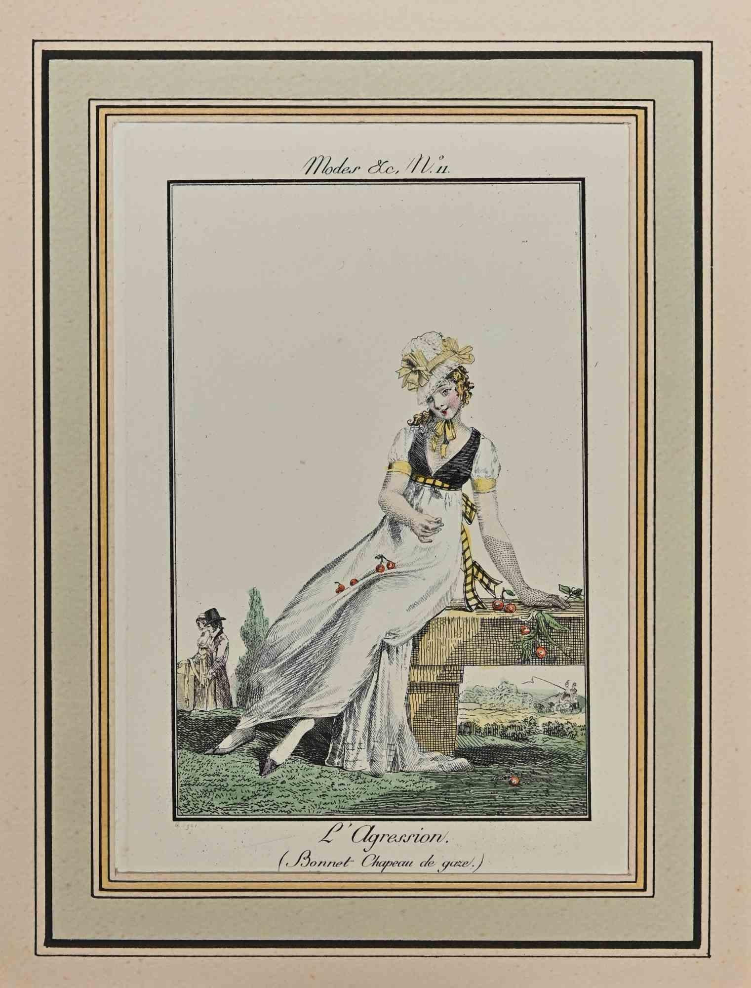 L'Agression - Gravure de Philibert-Louis Debucourt - 1797