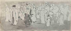 Popes - Original Drawing By Edouard Dufeu - Mid 20th Century