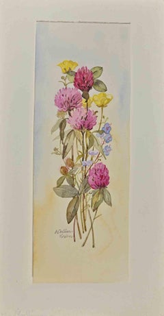 Blumenstrauß - Originalzeichnung von Anne Gallion-Krohn - Mitte des 20. Jahrhunderts
