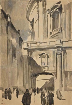 Entrance of The Vatican - Original Drawing - Early 20th Century