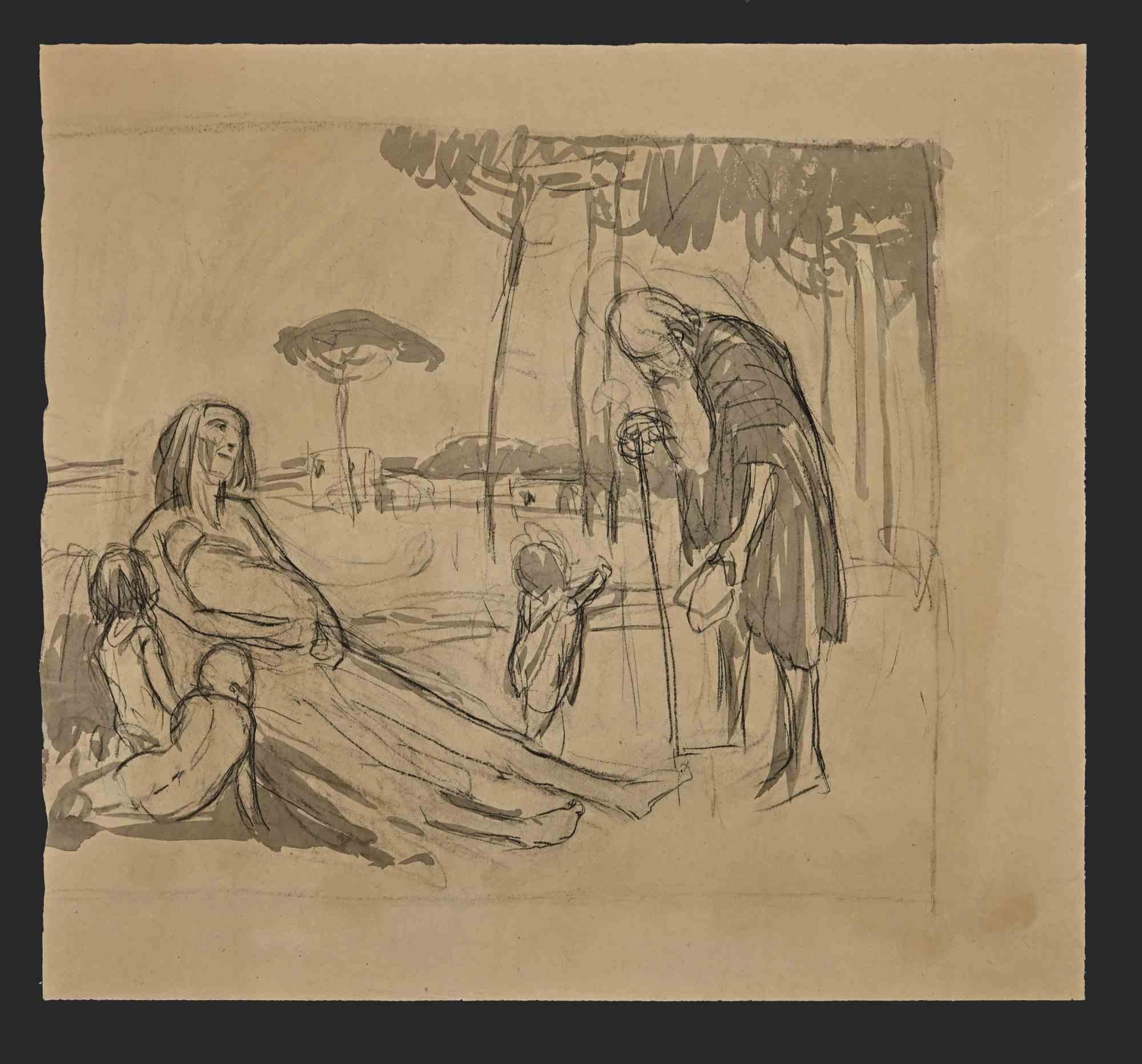 Charity - Original Drawing - Early 20th Century - Art by Unknown
