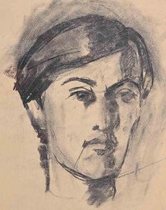 Ritratto di donna - Disegno a carboncino di D. Godycki Cwirko - Anni '70