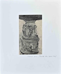 The Vase - Drawing in Pencil By Edouard Dufeu - 1890s