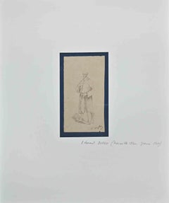 Pilgrim - Original Drawing in Pencil By Edouard Dufeu - 1880s