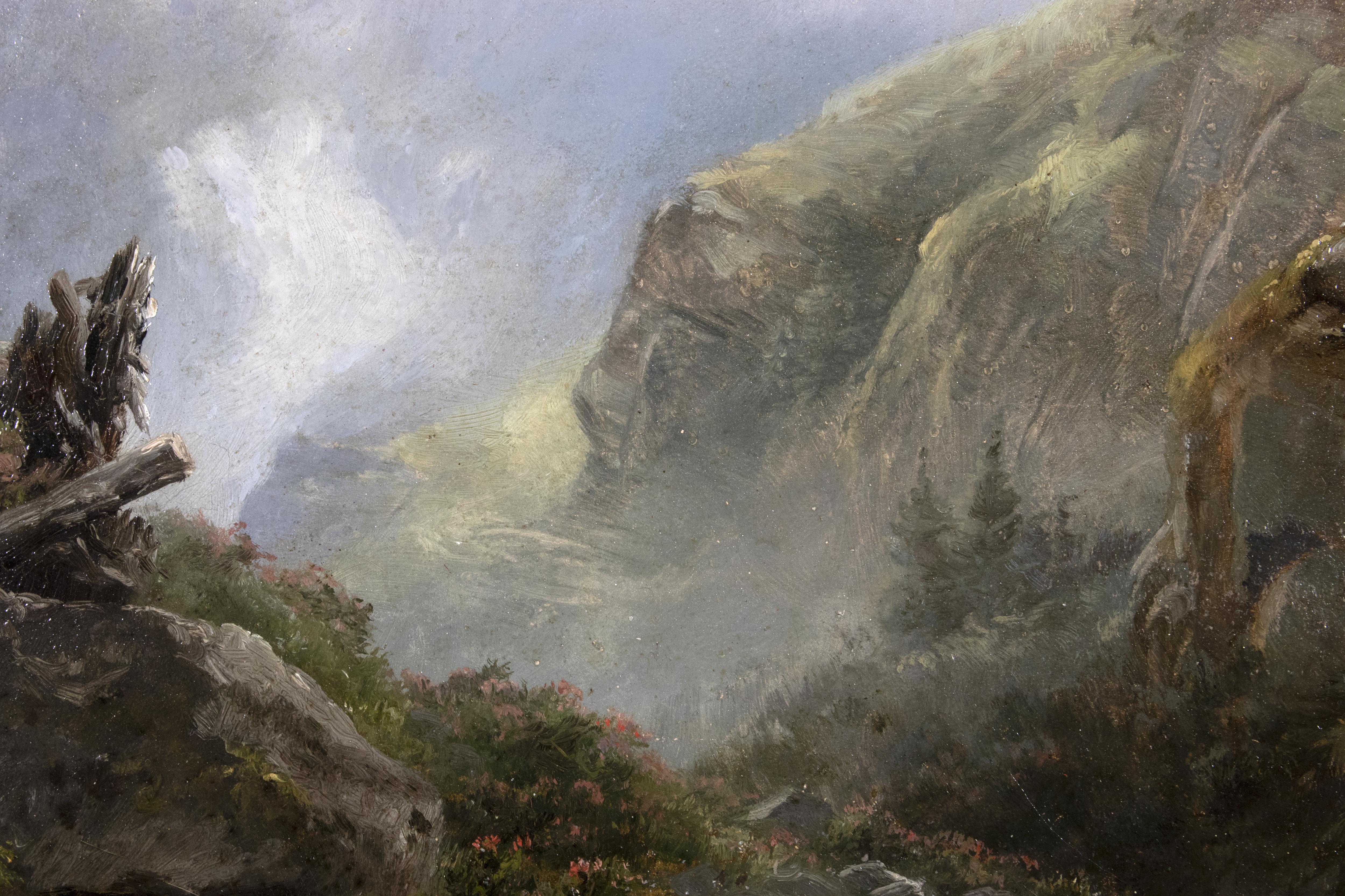 Paysage de montagnes nuageuses - dessin à l'encre de Chine attr. E.T. Compton - 19ème siècle - Art de Edward Theodore Compton