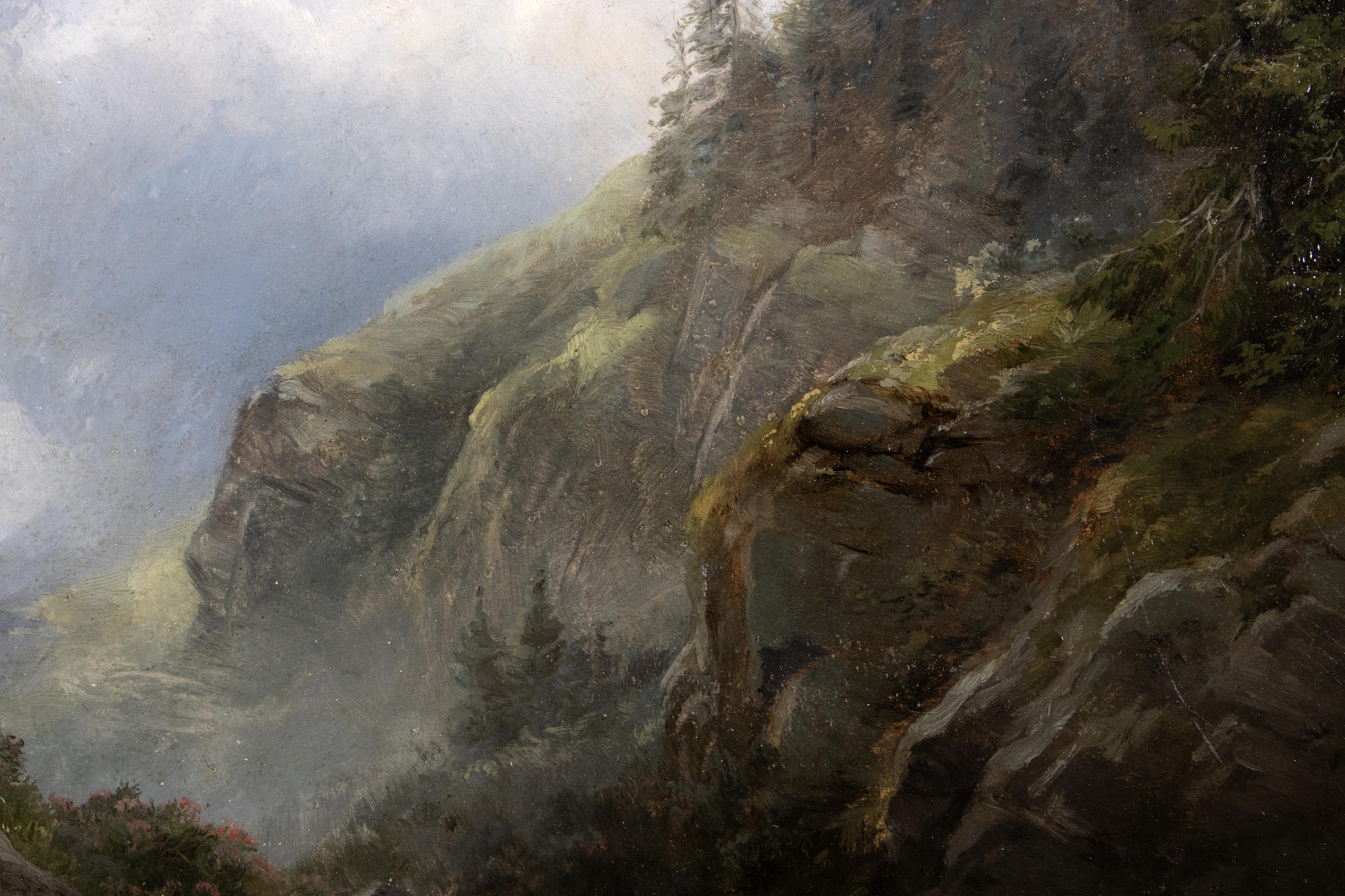 Paysage de montagnes nuageuses - dessin à l'encre de Chine attr. E.T. Compton - 19ème siècle - Noir Figurative Art par Edward Theodore Compton