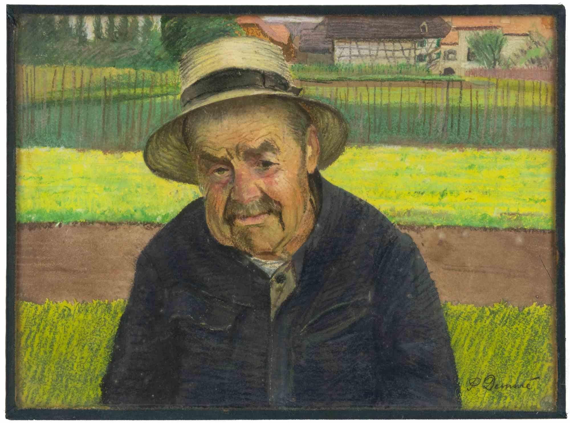 Porträt eines Mannes – Öl Pastell auf Karton von Paul Ascan Demm – frühes 20. Jahrhundert