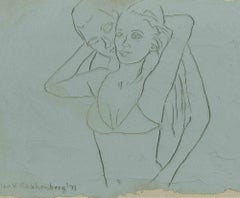 Vintage The Lovers - Drawing by Leon V. Rosenberg - 1971